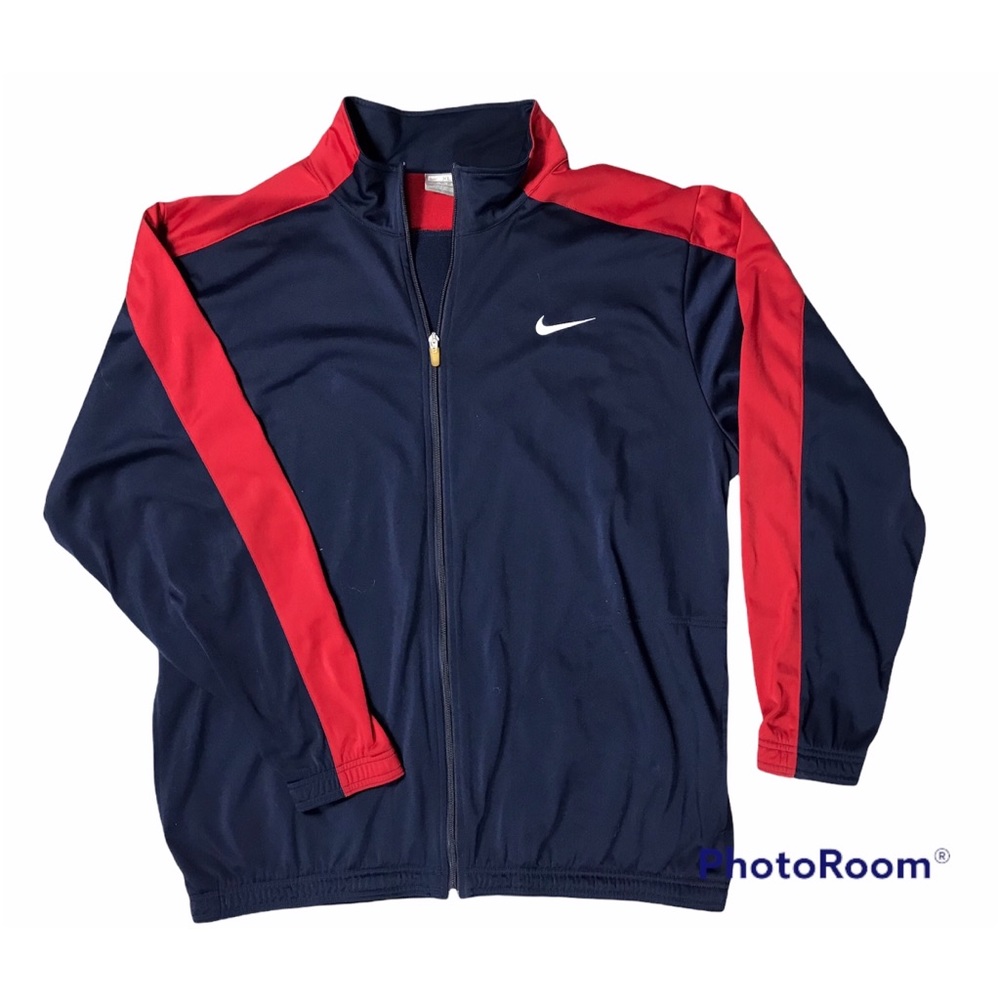 Nike Vintage Retro Basketball Warm-up Jacket Full Zip Blue Red Pockets Mens XL